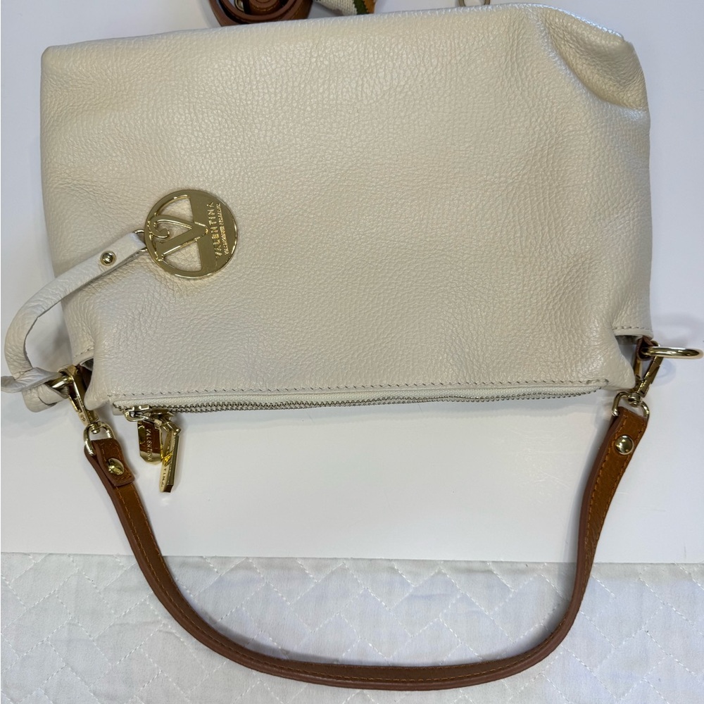 Valentina Cream Pebbled Leather Triple Compartment - Picture 8 of 10